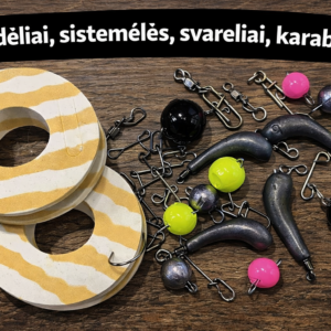 Pavadėliai, sistemėlės, svareliai, karabinai