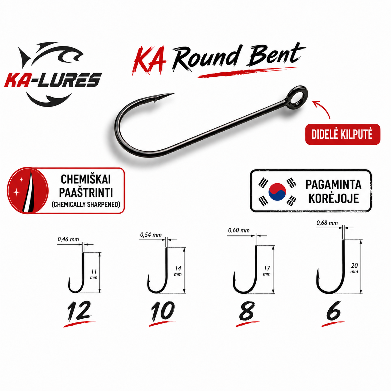 KA Round Bent Kabliukai