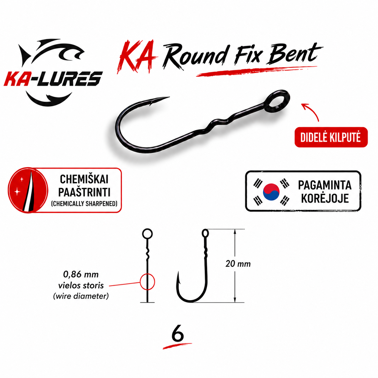 KA Round Fix Bent kabliukai #6